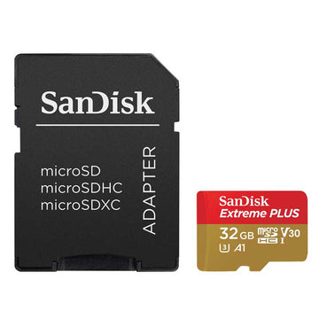 SanDisk Extreme PLUS microSDHC Memory Card, 32GB, Class 10/UHS-I, 95/90MB/S, With Adapter